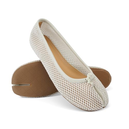 Image of VBDB Mesh Ballet Flats for Women Split Toe Tabi Flats Wide Width Mesh Flats Low Heel Casual Ballerina Comfortable 2026 Spring Summer Shoes