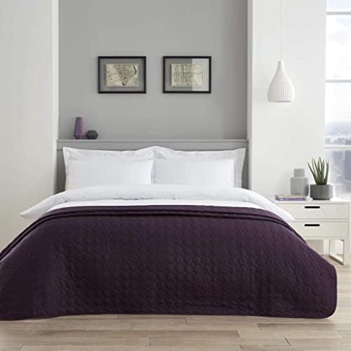 Hendem. Plum Pinsonic Quilted Bedspread For Double Bed 150 x 200cm Polyester Bed Throw