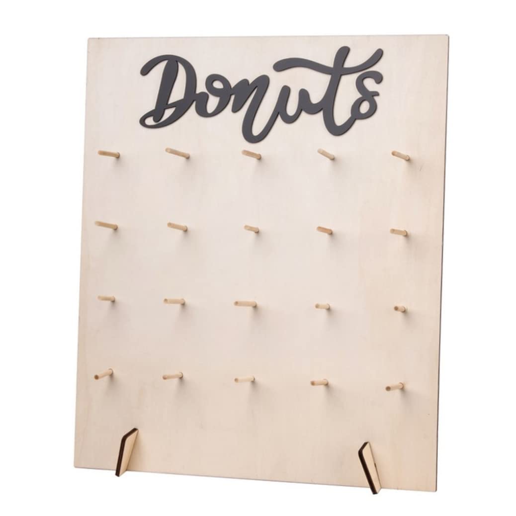 Hperu Wooden Donut Wall Display Stand, Donut Holder Fits 20 Doughnuts Food Buffet Bagel Holder Rack for Grow Up Party Wedding Baby Shower Decorations Style 2