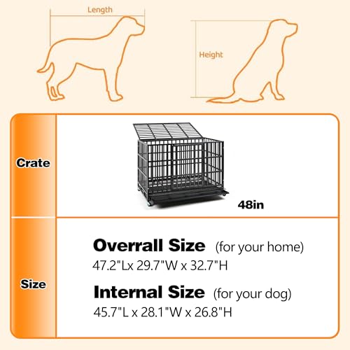 Hiwokk 48/38 Inch Heavy Duty Indestructible Dog Crate Steel Escape Proof thumb #3