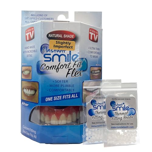 Instant Smile Comfort Fit Flex Natural Shade - Slightly Imperfect - with 2 extra fitting bead bags. One size fits most people.