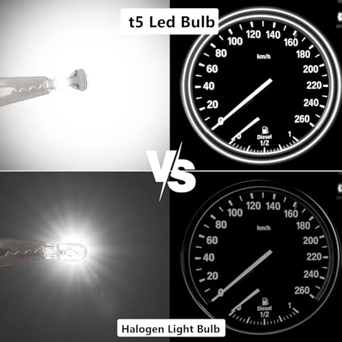 Image of ecocstm 12 PCS T5 LED Bulbs, 74 73 37 2721 Instrument Cluster Light Bulb, 12 Volt Bright Canbus Error Free LED Dashboard Light Bulb, 3030 SMD Automotive Replacement Bulbs (White)