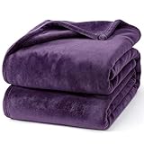 Hansleep Fleece Blanket for Couch Purple, Super Soft Flannel Fuzzy Throw Plush Cozy Blanket for All Seasons, Purple, Throw 50x60 Inches