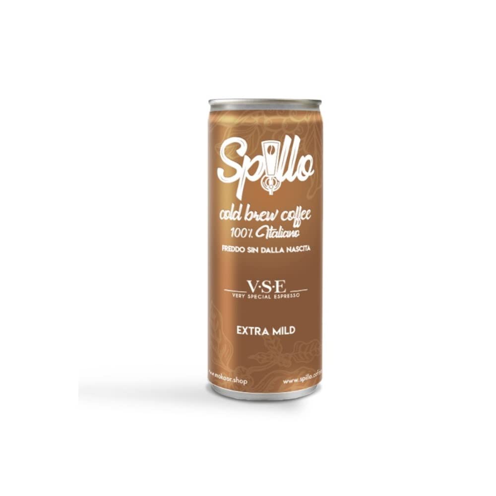 Spillo Extra Mild caffè freddo caffè cold brew coffee 100% italiano original taste zuccherato lattina 250 ml (confezione 8)