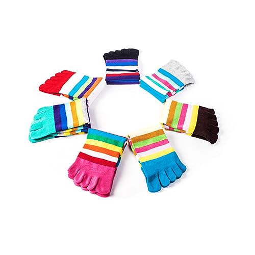 LIFKOME Toe Socks Striped Breathable Toe Socks Comfortable for Shoes Blue-green