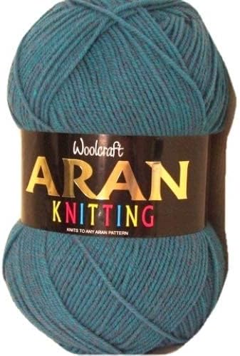 Aran 400g with Wool,Woolcraft Yarn, 30 Colour's (Kingfisher Tweed 825)