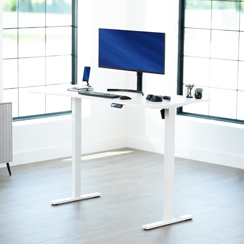 Image of VIVO Electric 63 x 32 in Standing Desk, Memory Height Adjustment, 1B Series, Holds 220 lbs, White Top White Frame, DESK-KIT-1W1W
