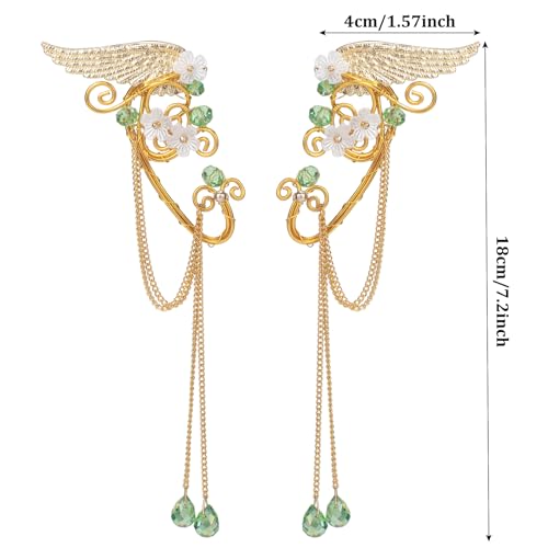 Fairy Elf Ear Cuffs, Butterfly Elf Ear Cuffs with Tassel, Elven Cosplay Costume Ear Wrap Earrings Non Piercing Renaissance for Women Adult2