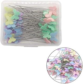 Flower Head Pins,100 Pieces Colorful Patchwork Pins DIY Sewing Straight Needles Quilting Tool for Dressmaking Decorating Crafting Marking Butterfly Shape Plasitic Boxed