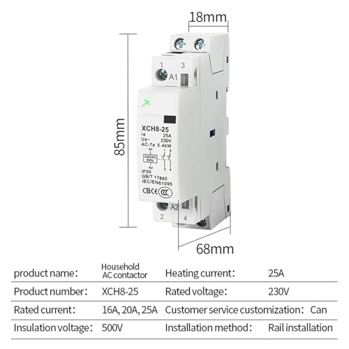 Contacteur CA 2P 20A 2NO sur rail Din 220V pour tableau modulaire domestique - 3