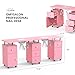 OmySalon Double Manicure Table w/Dust Collector, Nail Table Station for Nail Tech, Makeup Desk w/Wheels Arm Rest Drawers Cabinet Storage, for Beauty Spa Salon, Acetone Resistant (Pink)