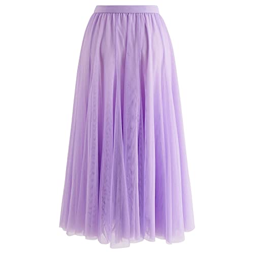 CHICWISH Women's Lavender Layered Mesh Ballet Prom Party Tulle Tutu A-Line Maxi Skirt3