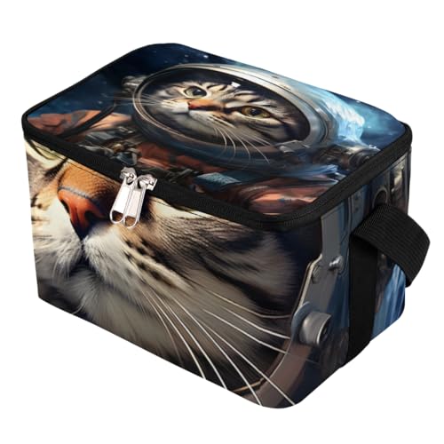 GzLeyigou Lunch Bags for Women Men 9 Cans,Astronaut Cat Hot & Cold Food Delivery Bag Insulated Grocery Bag Insulated Lunch Box Space Cat Cooler Bag for Office Work Picnic Beach