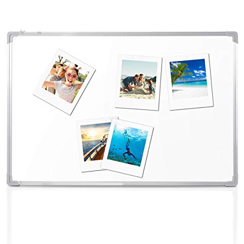 DREAMADE Whiteboard Set, Whiteboard Magnettafel Magnetwand, Weißboard Magnetisch und Beschreibbar, mit Stiftablage und Abnehmbare Haken, Weiß (50 x 35 cm)