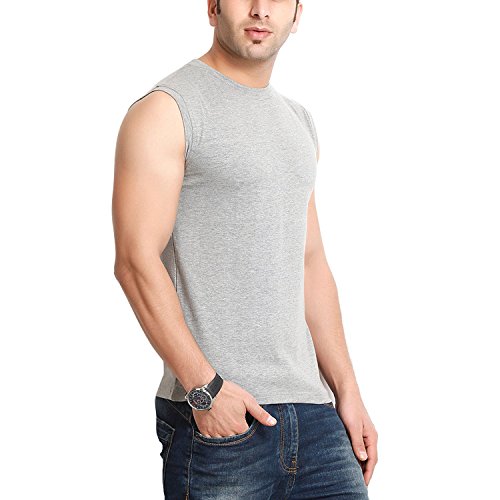 Image of GRITSTONES Men's Round Neck Cut Sleeve Muscle T-Shit GS60211VSTBLK