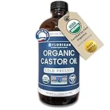 Florisan Organic Castor Oil 16oz Glass Bottle, Cold Pressed, Hexane-Free, Non-GMO, 100% Pure Castor Oil for Hair Growth, Skin, Lashes, Eyebrows, EWG Verified & USDA Organic Certified