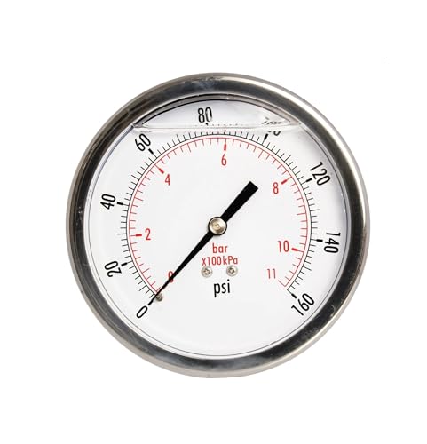 Manomètre de pression d'huile 4" haute précision, boîtier inox durable et connexion 3/8" NPT