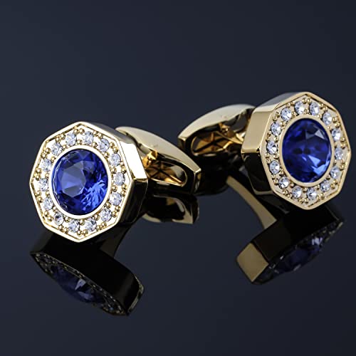Sogee Crystal Cufflinks for Men Blue/Green/Pink/Purple/Red/White/Colorful Real Gold Plated Elegant Mens Cuff Links for Wedding Party Unique Gift4