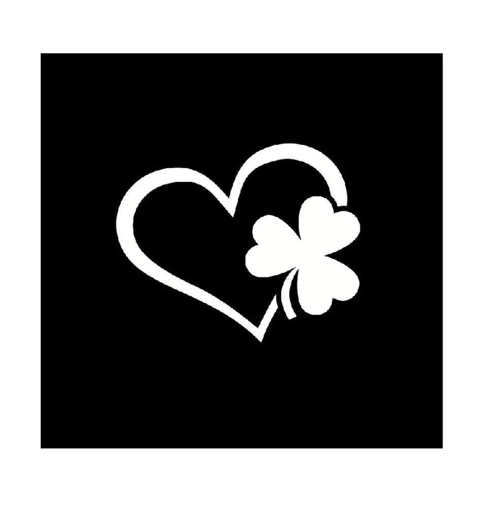 Heart Shaped Clover Car Decal Waterproof Removable Sticker for Trunk Window Glass Body(White)