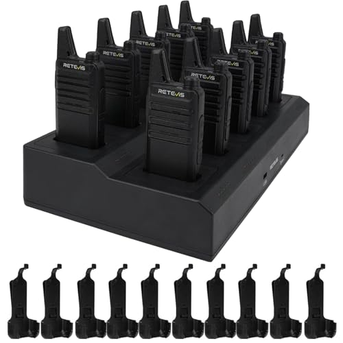 Image of Retevis RT22 Two Way Radio(10 Pack) Bundle with Belt Clip(10 Pack),Rechargeable Walkie Talkies Long Range with 10 Way Gang Charger,Charging Progress Bar,Workplace Organization