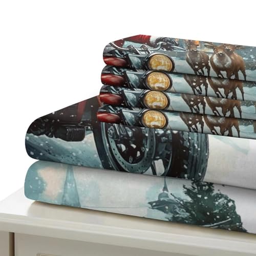 Housse de couette Père Noël moto 140x200 microfibre 3D - 7