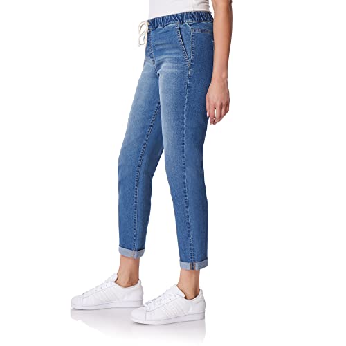 WallFlower Women's Tomboy Jogger Denim Mid-Rise Insta Stretch Juniors Jeans3