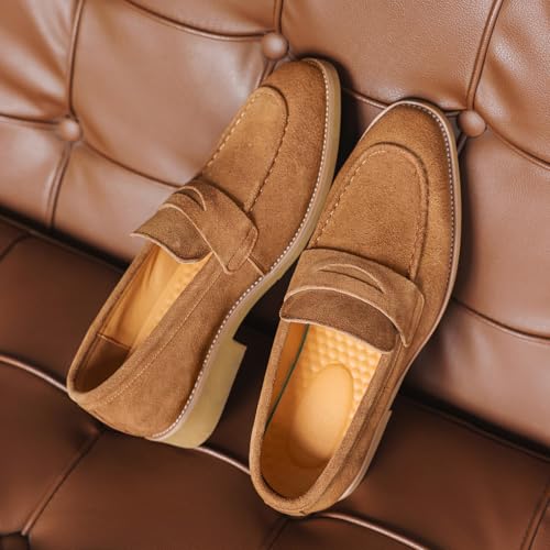 Santimon Men's Suede Penny Loafers Slip-On Dress Shoes Lightweight Classic Casual Business Moccasins3