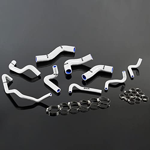 PIT66 Silicone Radiator Hose Kit,Compatible with 1989-1993 Mazda Roadstar Miata MX-5 NA6CE B6ZE 1.6L White with Clamps