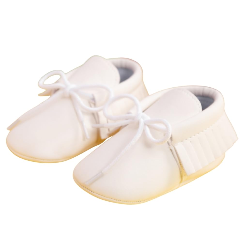 6 to 12 months baby girls synthetic leather solid lace-up closure booties (white) - bt5121