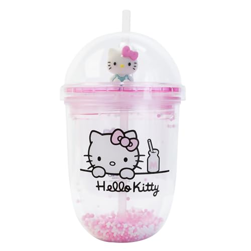 Blue Sky Studios Hello Kitty Tasse à thé, Bouteille de boisson Kawaii avec paille, Marchandise mignonne et cadeau