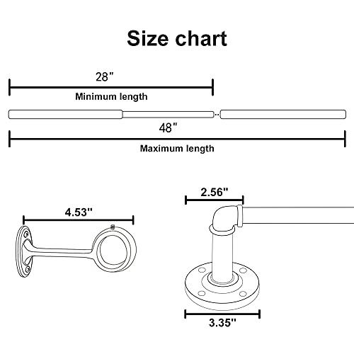 Industrial Curtain Rod, Simple Curtain Rod, Black Outdoor Curtain Rod, Rustic Curtain Rod, Room Divider Curtain Rod, Black (28-48") #TOP1