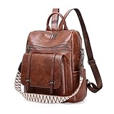 WYFJNX PU Leather Backpack Purse for Women, Fashion Ladies Backpack Purse Brown Medium Size, Convertible Shoulder Bags Handbag, Suitable for Shopping, Traveling, Work for Women and Girls