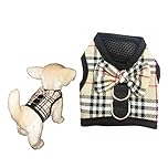 XXXS XXS XS Tiny Teacup Chihuahua Puppy Dog Harness for TINY Teacup Miniature Breeds Kitten Cat Yorkie Maltese Terrior Puppy Dogs (Beige Tartan, Size 2: XXS)