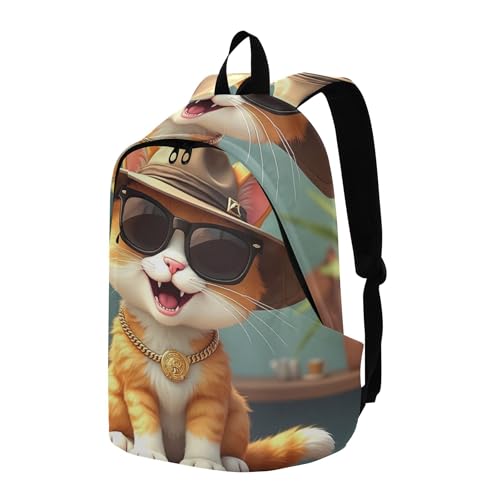 Pink Mens Cute Backpack for Women Cute Cat Hat Glasses Gifts for College Students2