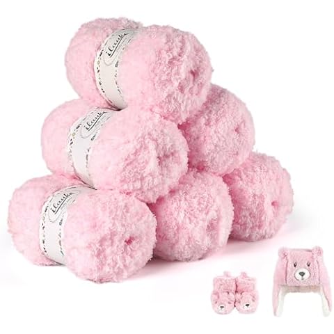 ilauke Pink Fluffy Yarn for Crafting Cover