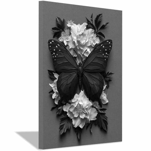 Toile Decoration Murale Poster Noir Et Blanc Croquis Dame Chapeau 40x60cm
