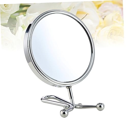 Espejo de Maquillaje Doble Cara Rotatorio para Mujer Plata miniatura 3
