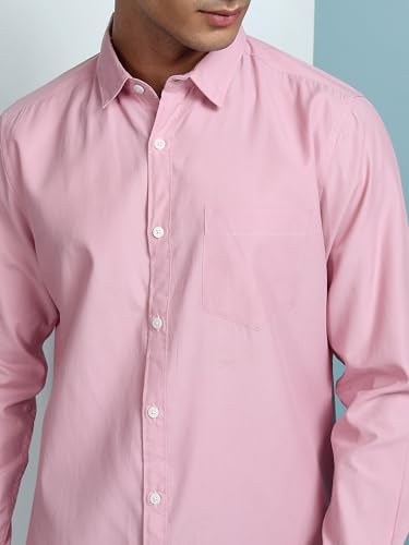 Image of Highlander Men's Slim Fit Shirts | Solid | Long Sleeves | Spread Collar | Formal Shirts | Men Shirts Mauve