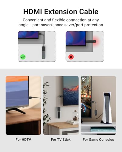 VCE VCELINK HDMI Extension Cable 4K HDMI Male to Female Extender Cable for TV Stick, Roku Stick 1 Pack 14cm