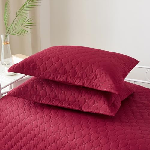 Image of Hailea 3 Piece Burgundy Daybed Cover Twin Size Cozy Daybed Sets Bedding Double Sided Quilting Cover Set Geometric Print Bedspread Coverlet All Season for Twin Bed with 2 Standard Shams,39 inchx75 inch