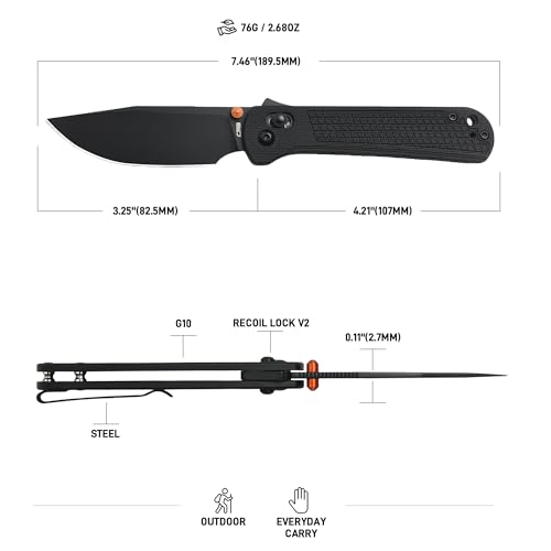Image of CJRB Bolt EDC Knife, 3.25'' AR-RPM9 Steel Blade, Recoil Lock V2