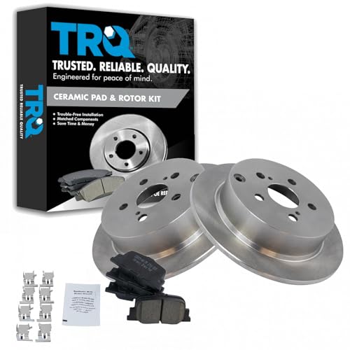 Image of TRQ Rear Brake Pad and Rotor Set Ceramic Solid Rotors