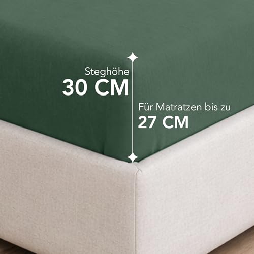 Dreamzie Spannbettlaken 200x200, Baumwolle, Elastisch, Oeko-Tex, Entengrün – Ansicht 3