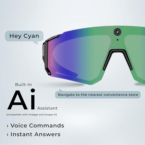 Image of iGear EYEGO Sports AI Smart Glasses with HD Camera, Voice Assistant, Open-Ear Audio, Hands-Free Calls & Music, Touch Controls, Lightweight Design, Android & iOS Compatible (Sports)