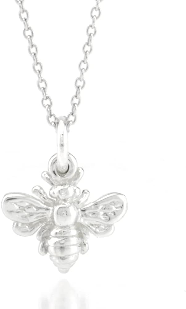 Sterling Silver Tiny Bee Charm Necklace, 18"