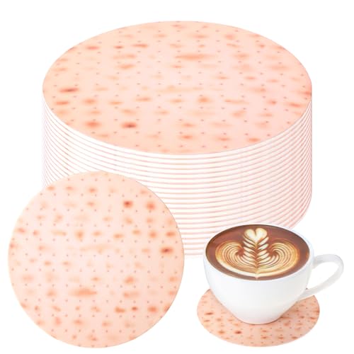 24Pcs Passover Abstract Soft Coasters Matzah Bread Texture Cork Coasters Pesach Matzo Patterned Coaster Passover Matzah Jewish Holiday Table Party Favor for Passover Pesach Funny Jewish Humor, 4"