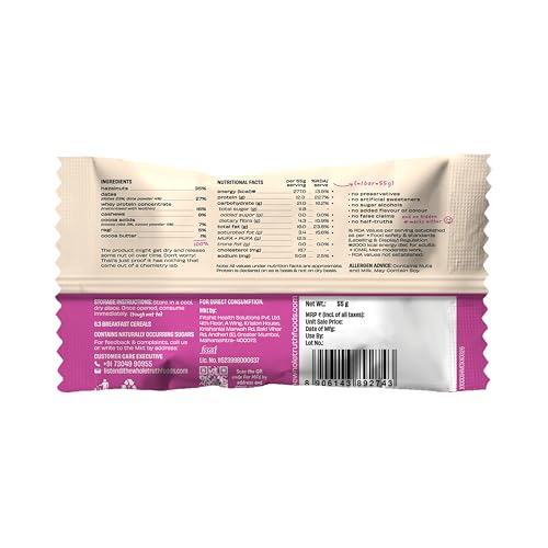 Image of The Whole Truth - Super Crunchy Hazelnut Millet Cocoa Protein Bar 12G | Pack of 5 x 55g | Cleanest Dessert Ever | Real Hazelnuts | Anytime Indulgence