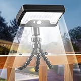 CHAMCHOI ソーラーライト 屋外 センサーライト 屋外 92LED IP65防水 フレキシブル三脚付 & 360度調整ランプ 1800mAh USB充電 ソーラー 人感センサーライト 800ルーメン超高輝度 玄関/駐車場/庭/フェンス/キャンプ用 (1個 昼光色)
