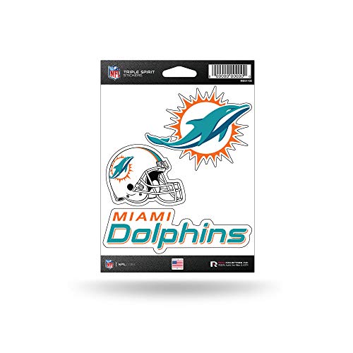 Rico Industries NFL Football Miami Dolphins Triple Spirit Stickers