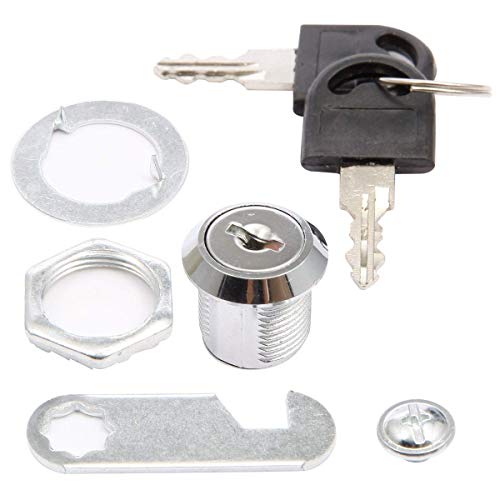 Loboo Idea Tubular Cam Lock with 25mm Cylinder and Zine-Alloy Finish, Replaceable File Cabinet Lock with 2 Keys for Door Mailbox Drawer Tool Box (4 Pack) (20mm Drawer Lock)